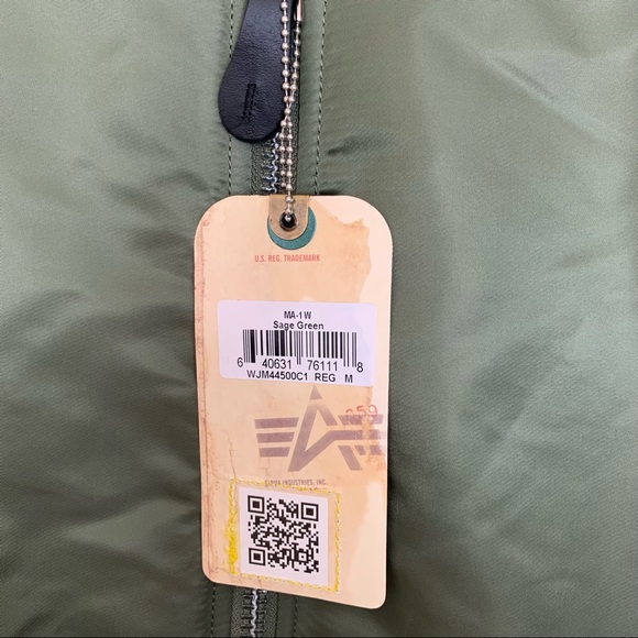 Alpha Industries MA-1 Bomber Jacket W in Sage Green - Picture 15 of 15